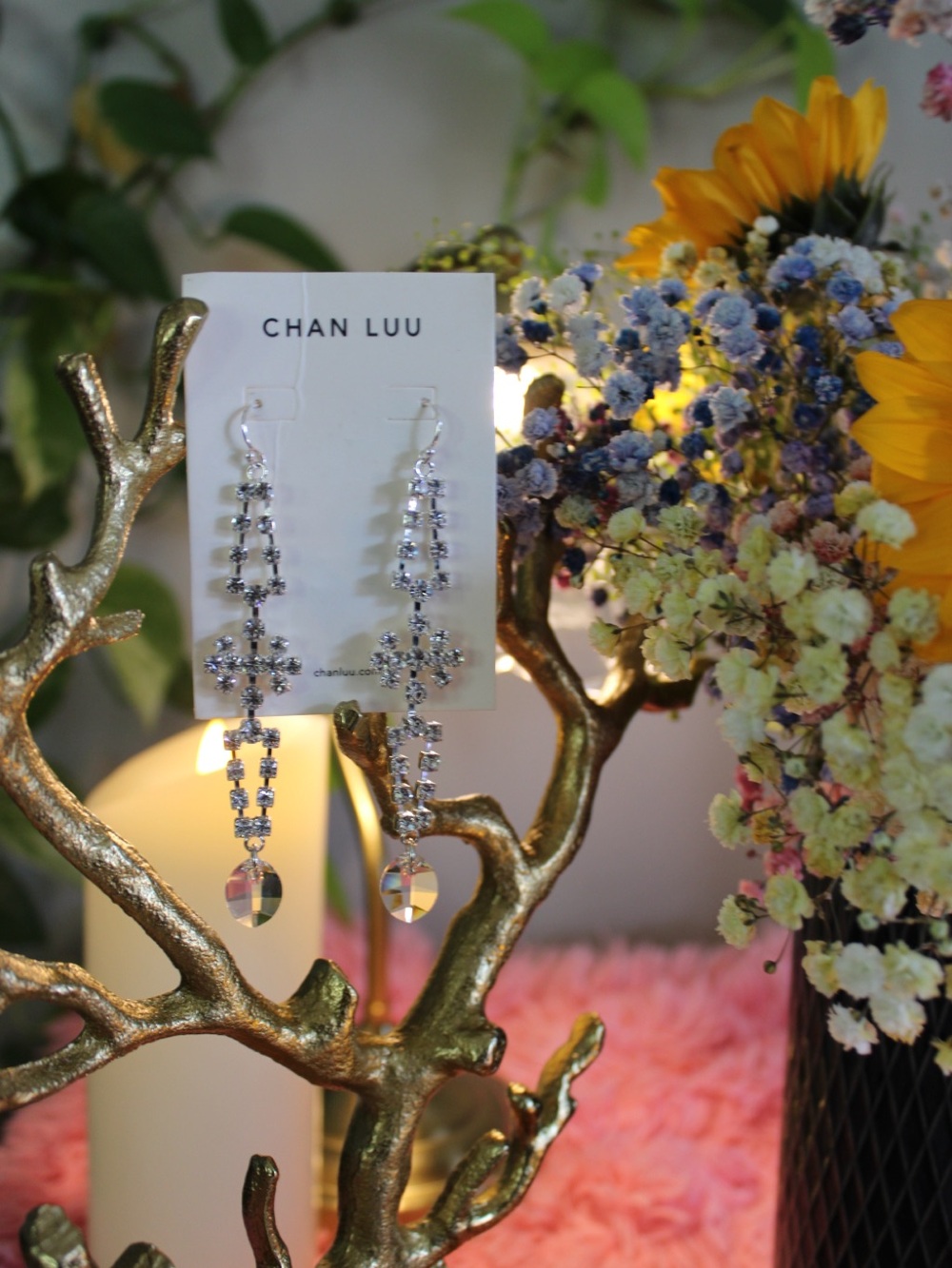 Chan Luu Silver Crystal Chandelier Drop Earrings - Picture 4 of 8